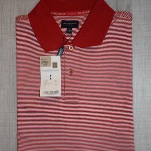 Burberry Red and White Striped Polo Shirt
